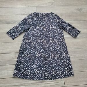 COS women's cotton blend navy black white boatneck pocketed unlined A-line dress